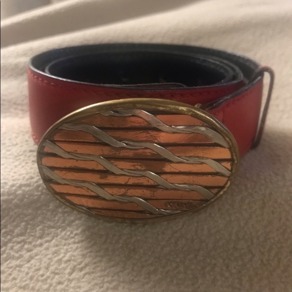 Vintage Celine red leather Belt and Buckle - Picture 2 of 12